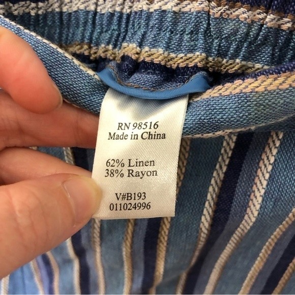 Coldwater Creek NWT petite medium Brook linen blend stripe beach pant - Picture 5 of 5